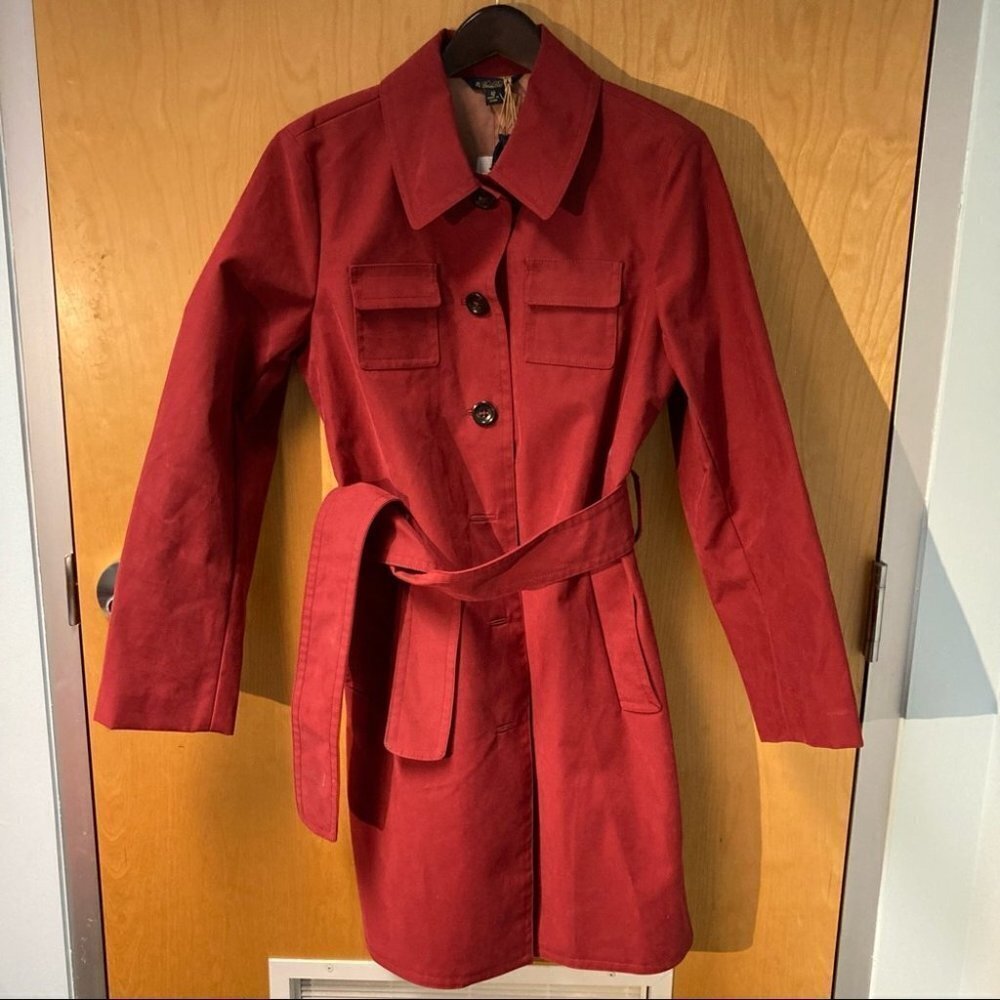 Brooks Brothers Sz 12 Trench Coat Side Front Pockets Side Slits Belted Nwt